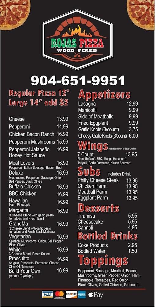 Rojas Wood Fired Pizza Menu image 1